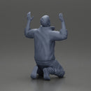 Asian gangster man in jacket sitting with his hands up ready to be arrested - Only-Games