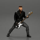 Rock man play white bass guitar in leather jacket  with long hair and beard - Only-Games