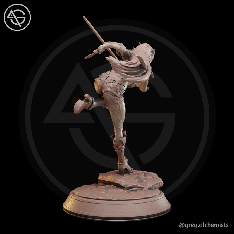 Rina the Drow Demon Hunter, Attack Pose 2 - Fantasy Resin Miniature in 75mm - DnD