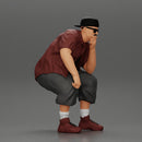 Fat Gangster in cap and sunglasses sitting and thinking - Only-Games