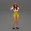 Travel woman in short pointing her next destination using world map - Only-Games