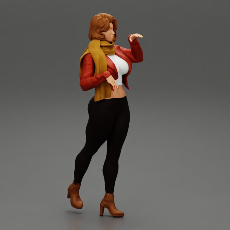 Pretty Woman in Leather Jacket and neck warmer - Only-Games