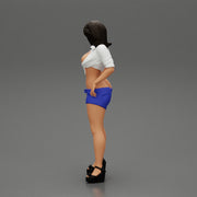 Sexy woman showing her breasts undressing her shorts - Only-Games