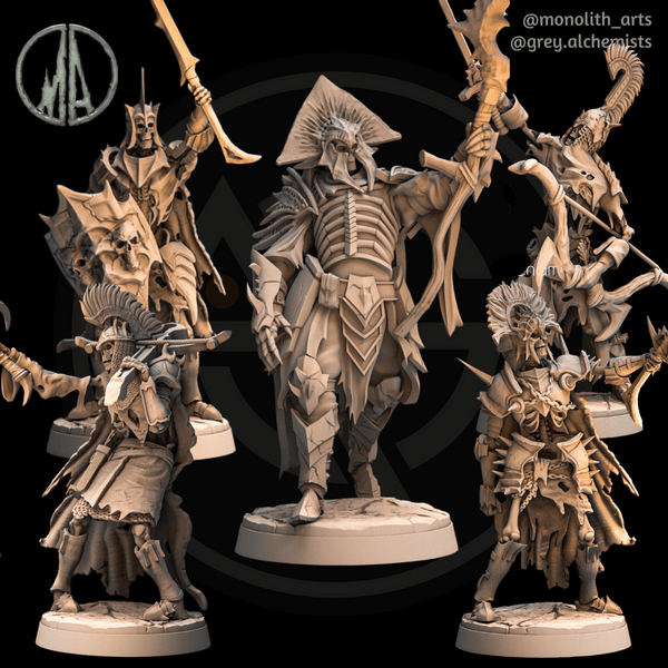 Skeleton Champions & Commanders - Bundle of 5 Fantasy Resin Miniatures in 32mm - DnD Monsters