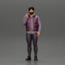 man stands confidently wearing an open jacket with beard - Only-Games