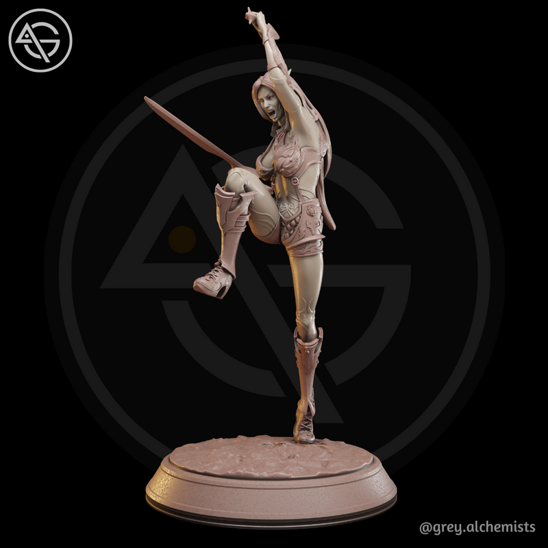 Rina the Drow Demon Hunter, Attack Pose 1 - Fantasy Resin Miniature in 75mm - DnD