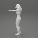 Travel woman in short pointing her next destination using world map - Only-Games