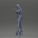 Confident Woman Posing Elegantly in Red Dress and Heels - Only-Games