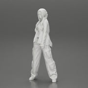 gangster homies lowrider girl posing in long open shirt with long pigtail - Only-Games