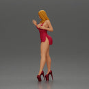 Confident Woman Posing Elegantly in Red Dress and Heels - Only-Games