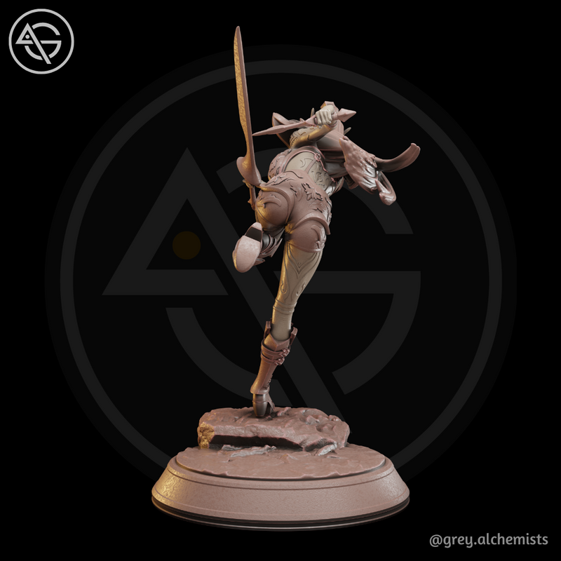 Rina the Drow Demon Hunter, Attack Pose 2 - Fantasy Resin Miniature in 75mm - DnD