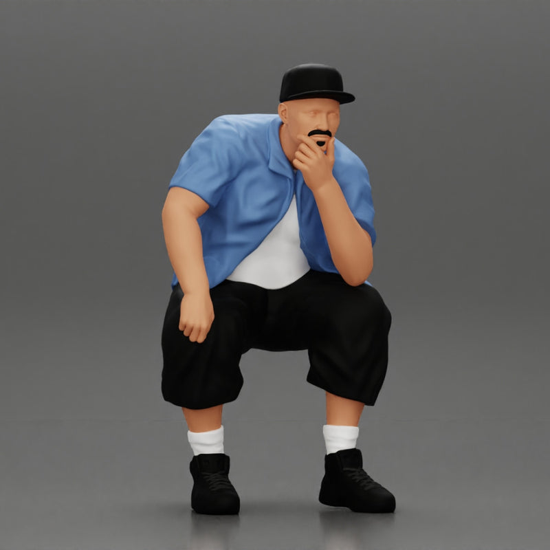 Fat Gangster sitting and thinking - Only-Games