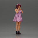 Shy Woman in Purple Dress Strikes a Sweet Pose - Only-Games