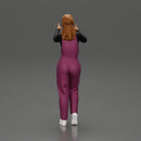 Smiling girl in overalls showing a thumbs up with both hands - Only-Games