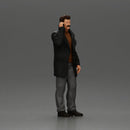 Turkish man in a coat with sweater standing talking on the mobile phone - Only-Games