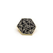 D20 Pin Badge | Black & Gold - Only-Games