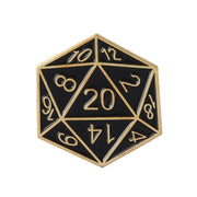 D20 Pin Badge | Black & Gold - Only-Games