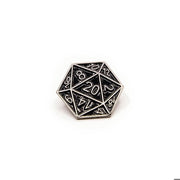 D20 Pin Badge | Black & Silver - Only-Games