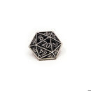 D20 Pin Badge | Black & Silver - Only-Games