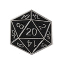 D20 Pin Badge | Black & Silver - Only-Games