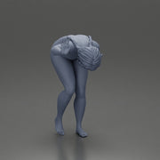 Naked girl holding her stomach and placing her hand on the wall due to stomach pain - Only-Games