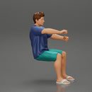 Young man  driving a boat in shorts a shirt and sandals - Only-Games