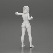 black naked breasts woman in boxing gloves with curly hair ready to finish off her opponent - Only-Games