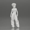 A hip-hop black girl in a bra and mini backpack wtih curly hair - Only-Games