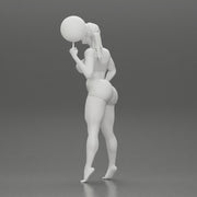Sexy Young Sporty Girl Playing With the Ball on the Basketball - Only-Games