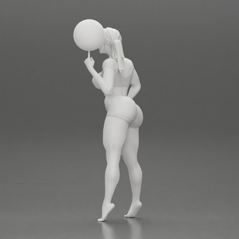 Sexy Young Sporty Girl Playing With the Ball on the Basketball - Only-Games