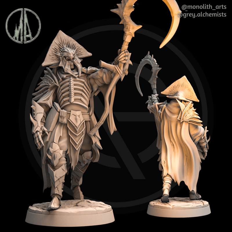 Skeleton Knights Unit - Set of 3 Unique Fantasy Resin Miniatures in 32mm - DnD Monsters