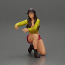 Young woman in a cap and mini jacket sitting and hugging her happy dog - Only-Games