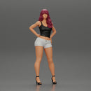 Asian girl posing in shorts next to a car - Only-Games