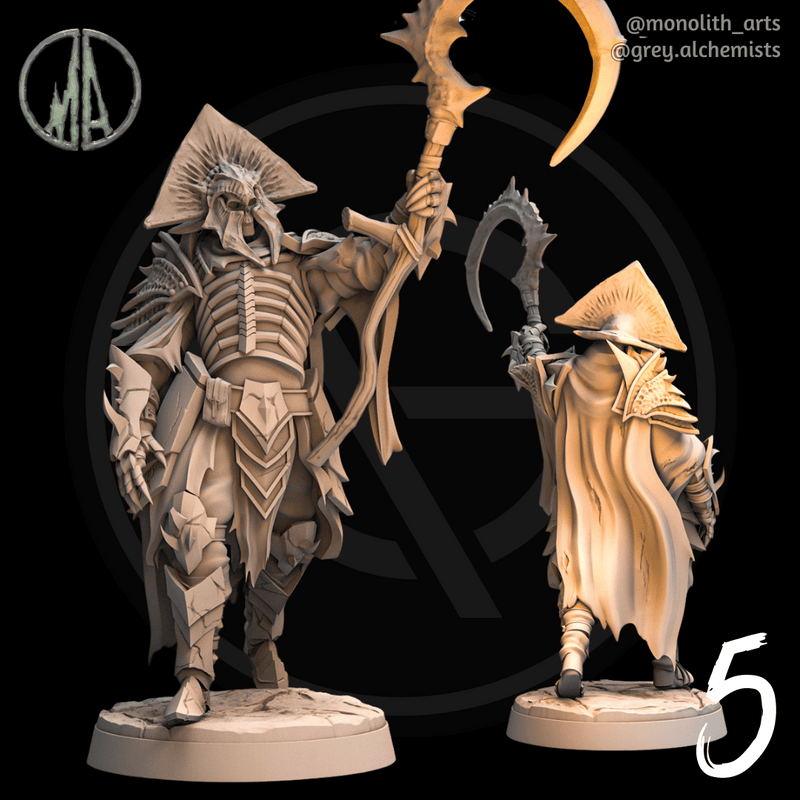 Skeleton Champions & Commanders - Bundle of 5 Fantasy Resin Miniatures in 32mm - DnD Monsters