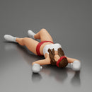 Latina girl boxing  losing leaning on the boxing ring - Only-Games