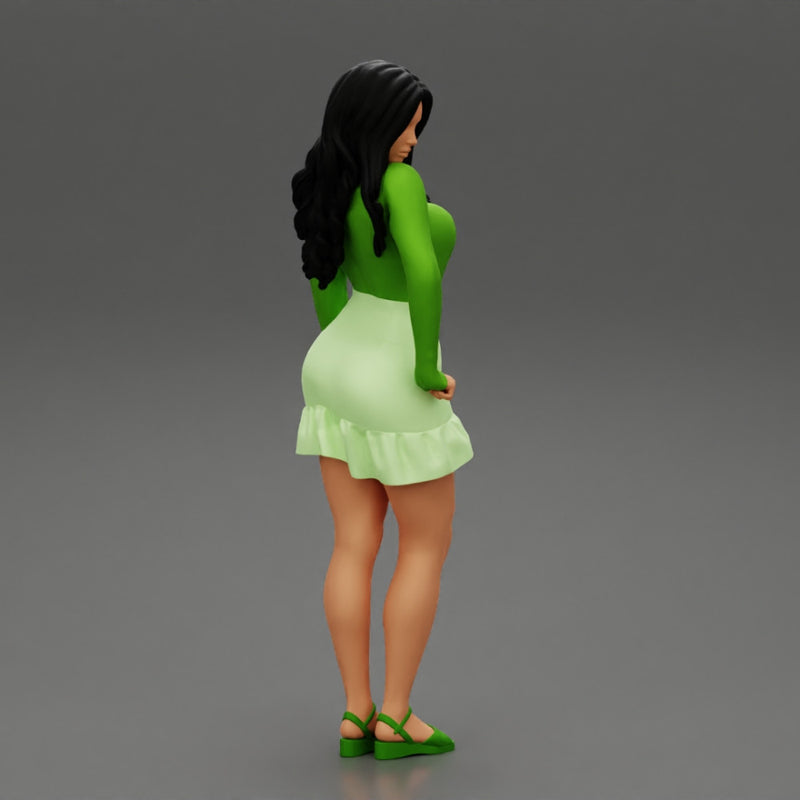 Young Woman in Mini Skirt shirt and Heels - Only-Games
