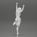 Happy girl in Mini shirt and shorts Standing on One Leg - Only-Games