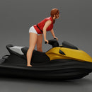 Beautiful girl riding standing up on a speeding jetski - Only-Games