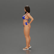 sexy girl in a bikini and sandals with sunglasses  standing putting her left hand on her hip - Only-Games