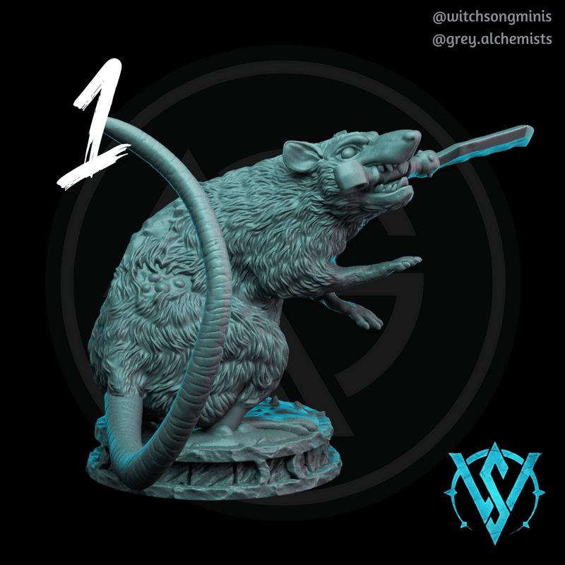 The Dire Rats Set - Two Poses - Fantasy Resin Miniatures in 32mm - DnD Monsters - Only-Games