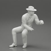 2 Models - businessman in hat sitting and holding briefcase of money - Only-Games