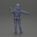 sexy girl in an open jacket and pants, posing happily - Only-Games