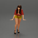 sexy girl in shorts and mini shirt leans against the car with her hands - Only-Games