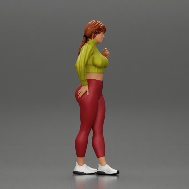 Beautiful woman with pigtails hair in mini shirt - Only-Games