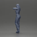 Elegant woman in purple outfit with crop top and heels - Only-Games