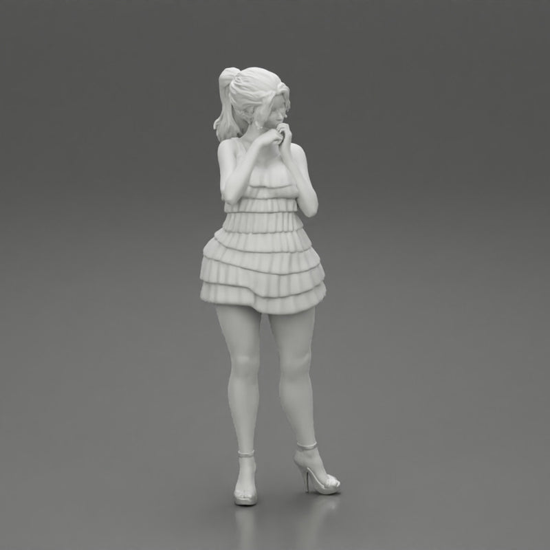 Beautiful woman standing and posing and in fashion summer dress - Only-Games