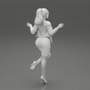 Beautiful Woman standing in one leg in mini dress and jacket - Only-Games