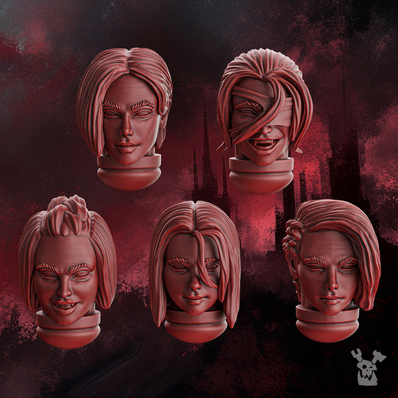 Crimson Wings Female Heads Set x7 - Only-Games