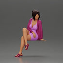 Elegant Woman in Pink Dress Relaxing with Graceful Pose - Only-Games