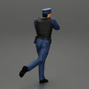 Police Officer running Chasing Criminal On Roadway holding a gun - Only-Games